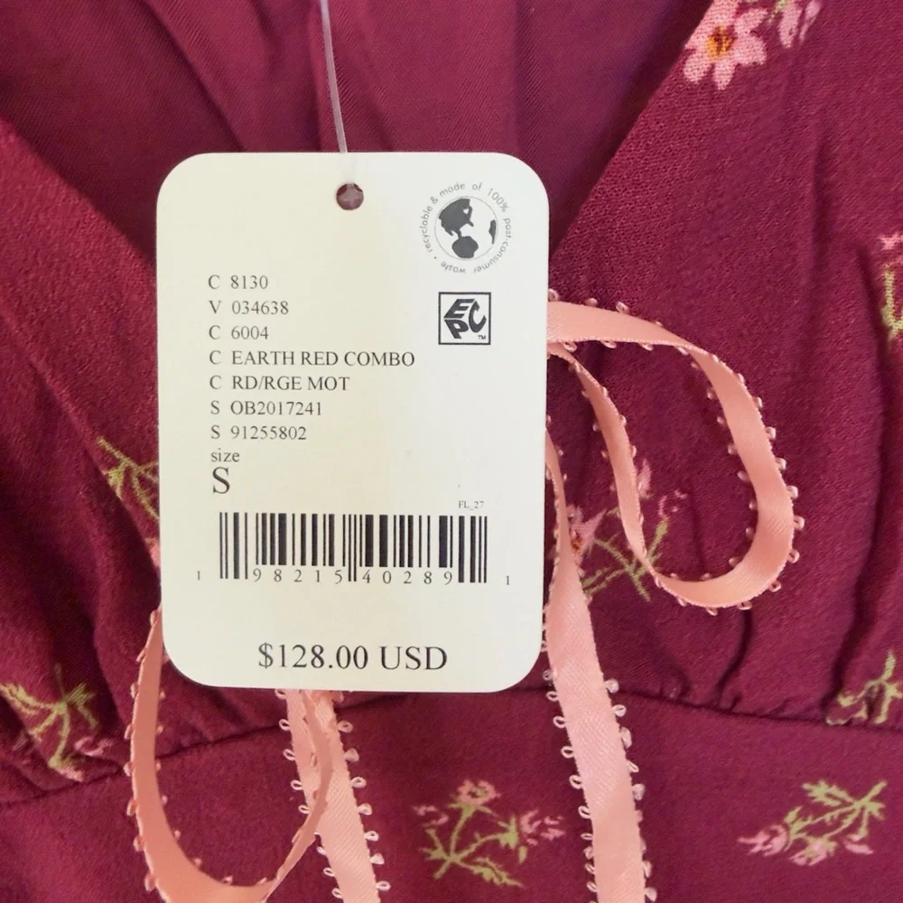 NWT Free People “Everyone’s Favorite Mini Dress” in Red, size Small - Picture 8 of 9